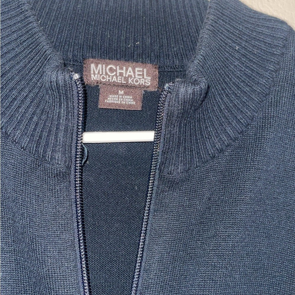 Michael Kors Men's Dark Blue Zip-Up Sweater